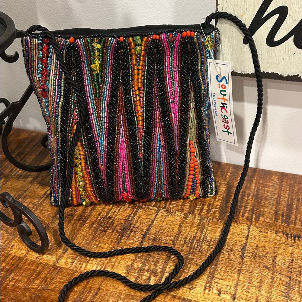 Multicolor Beaded Crossbody Bag